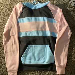 pink blue and grey zine sweatshirt